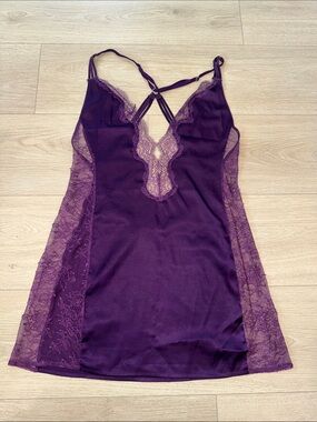 Victoria's Secret Purple Lace-Trim Strappy Chemise